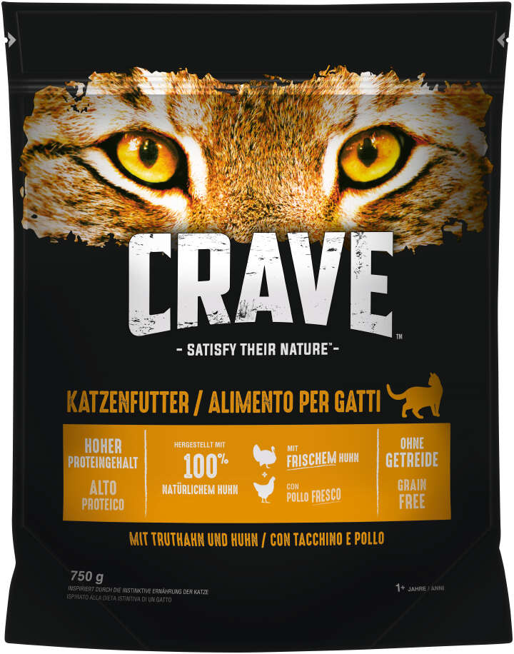 CRAVE Katzen-Trockenfutter Adult Truthahn und Huhn